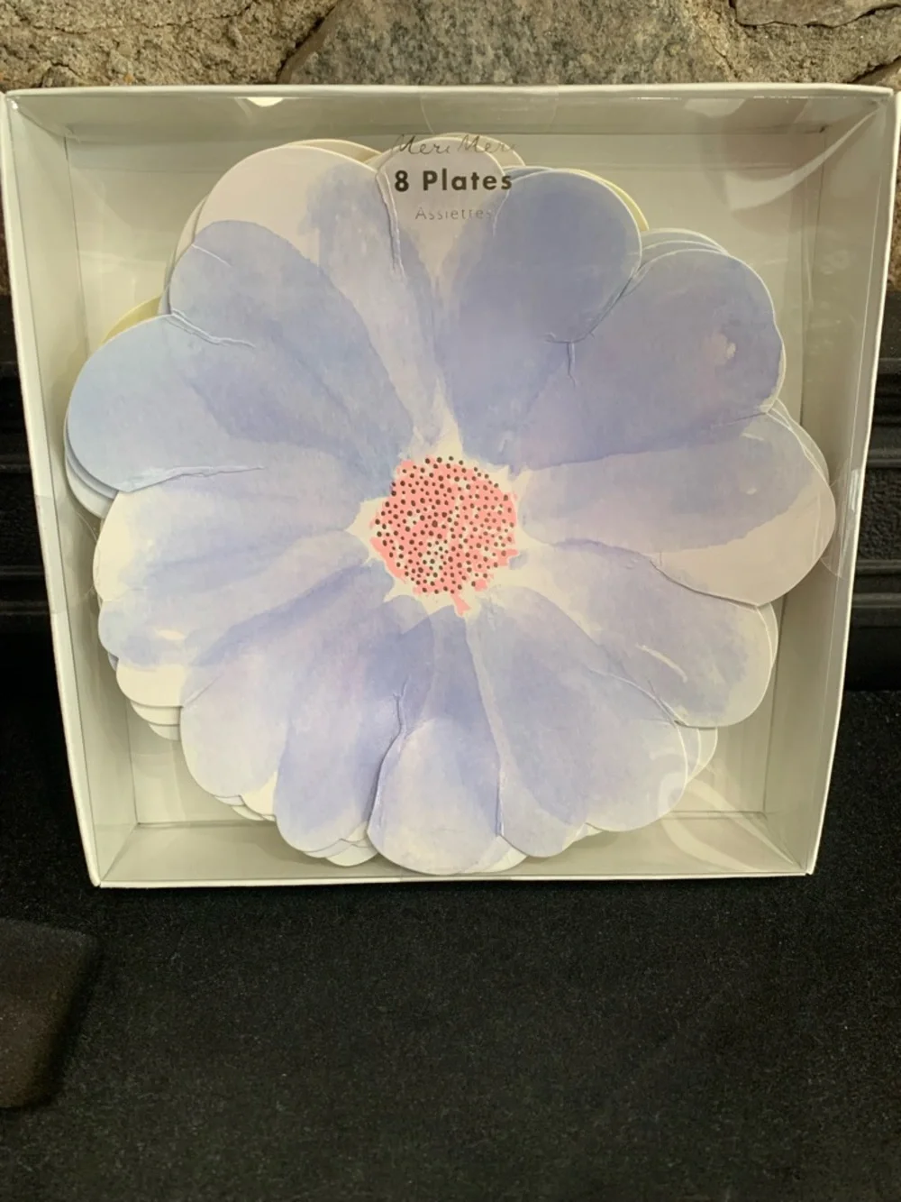 Meri Meri 8 Pastel Color Spring Flower Floral Plates Blue Pink/Red Yellow Purple